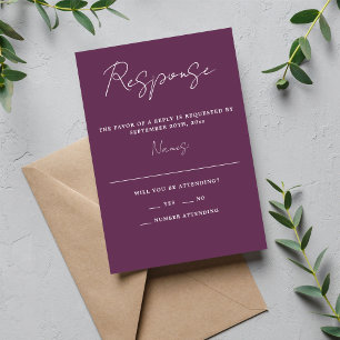 Cartão RSVP Casamento Mínimo de Uvas de Simplicidade 3 Script
