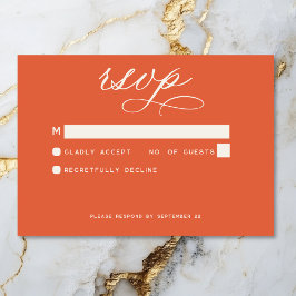 Cartão RSVP Casamento Mínimo Laranja Moderno