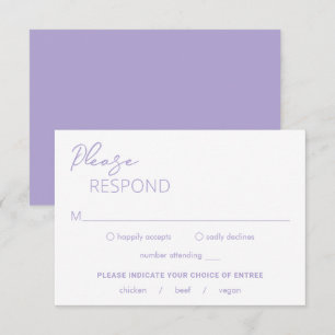 Cartão RSVP Casamento Mínimo Lilac Moderno