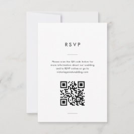Cartão RSVP Casamento Mínimo Moderno de Script Branco Preto