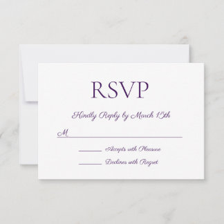 Cartão RSVP Casamento Mínimo Moderno Elegante Escuro Roxo