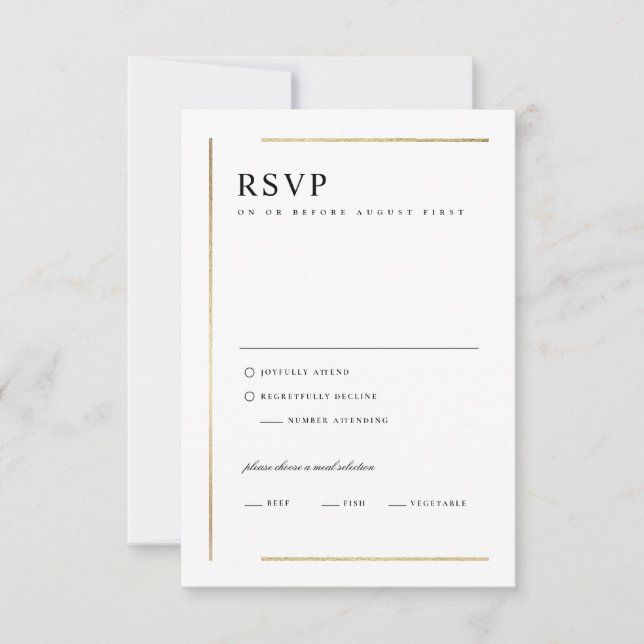 Cartão RSVP Casamento Mínimo Moderno Elegante Negro e Branco (Frente)
