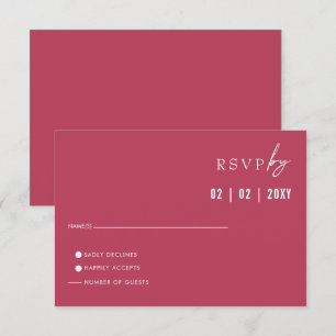 Cartão RSVP Casamento Mínimo Moderno Mínimo Elegante de Magent