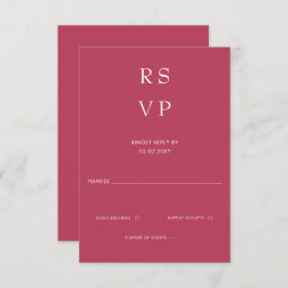 Cartão RSVP Casamento Mínimo Moderno Mínimo Elegante de Magent