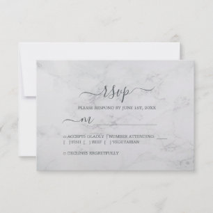Cartão RSVP Casamento Mínimo Preto-Branco-Chic Script