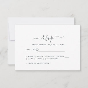 Cartão RSVP Casamento Mínimo Preto-Branco-Chic Script