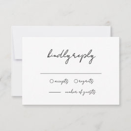 Cartão RSVP Casamento Mínimo Preto e Branco Escrito Manuscrito