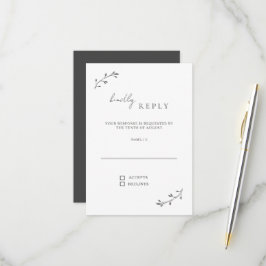 Cartão RSVP Casamento Mínimo Simples de Chic Moderno Botânico