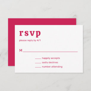 Cartão RSVP Casamento Moderno Amelia Magenta