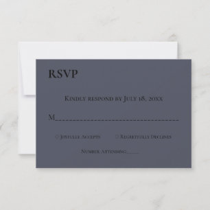 Cartão RSVP Casamento Moderno Azul do Monograma Simples Elegan