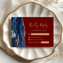 Casamento Moderno Azul Naval Dourado Ágata Burgund