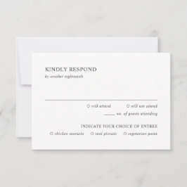 Cartão RSVP Casamento Moderno Branco e Negro Limpo