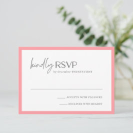 Cartão RSVP Casamento Moderno Chic Pink