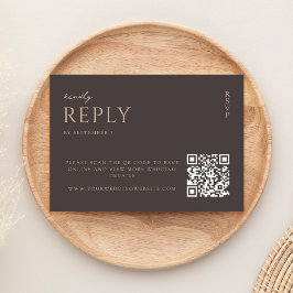 Cartão RSVP Casamento Moderno Chic Simples Marrom Escuro
