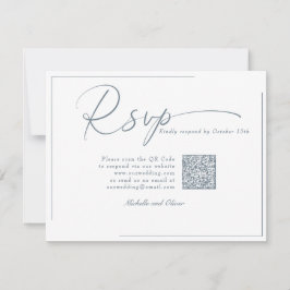 Cartão RSVP Casamento Moderno Clássico Caligrafia QR Code RSV