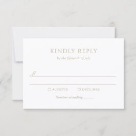 Cartão RSVP Casamento Moderno Clássico com Monograma em Ouro V