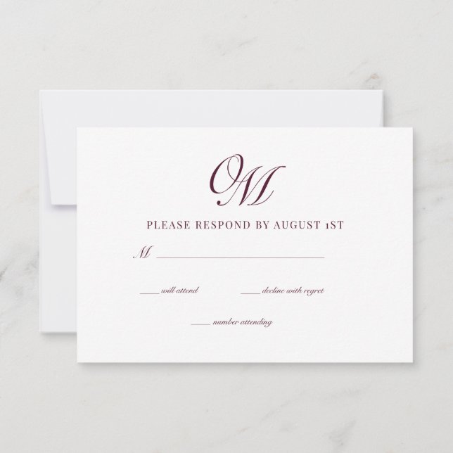 Cartão RSVP Casamento Moderno Clássico da Caligrafia (Verso)