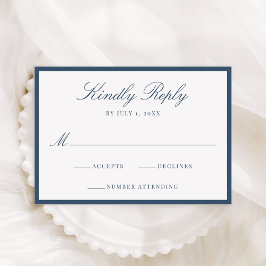 Cartão RSVP Casamento Moderno com Borda Naval