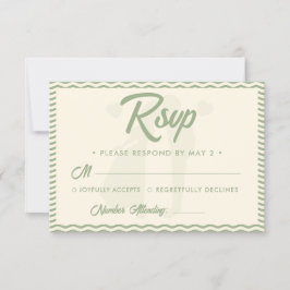 Cartão RSVP Casamento Moderno com Código QR em Listras Ondulad