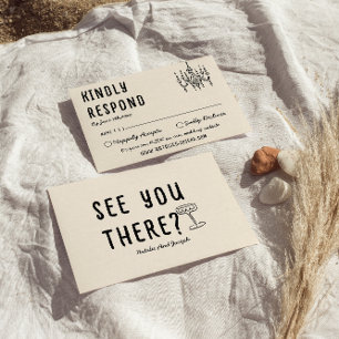 Cartão RSVP Casamento Moderno Com Esqueleto De Mão Retroativa