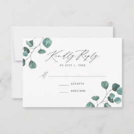 Cartão RSVP Casamento Moderno com Eucalipto em Aquarela
