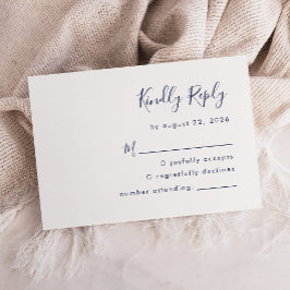 Cartão RSVP Casamento Moderno com Letra Azul-Marinho