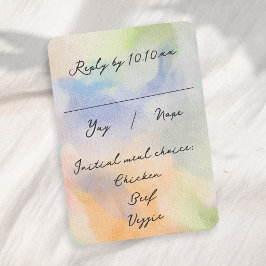 Cartão RSVP Casamento Moderno com Letra de Rascunho em Aquarel
