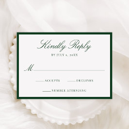 Cartão RSVP Casamento Moderno com Moldura Verde