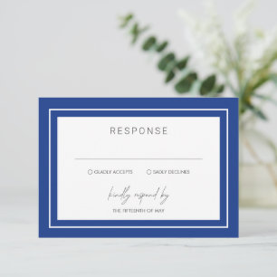 Cartão RSVP Casamento Moderno da Fronteira Azul Sapphire