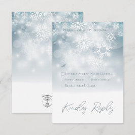 Cartão RSVP Casamento Moderno da Neve Azul de inverno