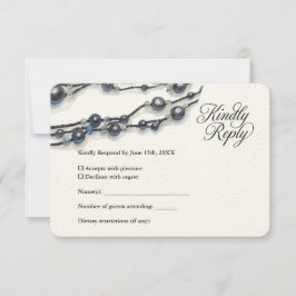 Cartão RSVP Casamento Moderno de Cor de Água Pearl Azul-Marinh