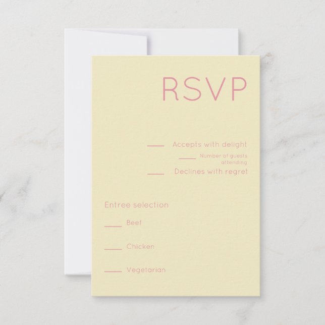 Cartão RSVP Casamento Moderno de Creme e Meio século Rosa Simp (Frente)