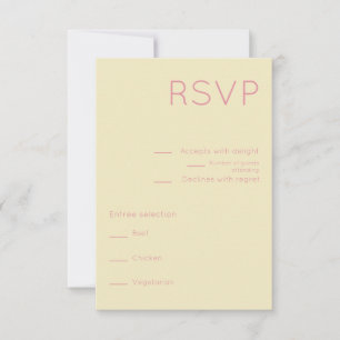 Cartão RSVP Casamento Moderno de Creme e Meio século Rosa Simp