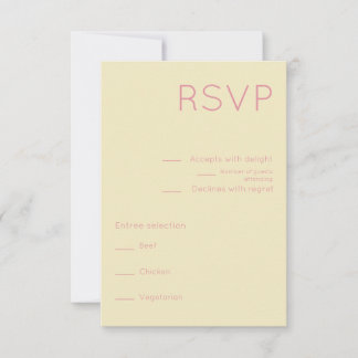 Cartão RSVP Casamento Moderno de Creme e Meio século Rosa Simp