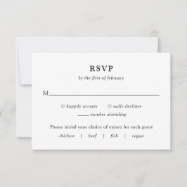 Cartão RSVP Casamento Moderno de Fiona Black and White Bold Mo