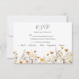 Cartão RSVP Casamento Moderno de Flores Selvagens