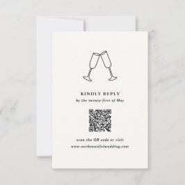 Cartão RSVP Casamento Moderno de Flutes Desenhados à Mão