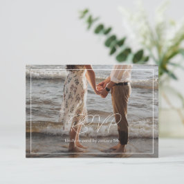 Cartão RSVP Casamento Moderno de Foto Branca e Preta
