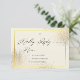 Cartão RSVP Casamento Moderno de Moldura Costeira de Praia