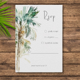 Cartão RSVP Casamento Moderno de Palmeiras Tropicais
