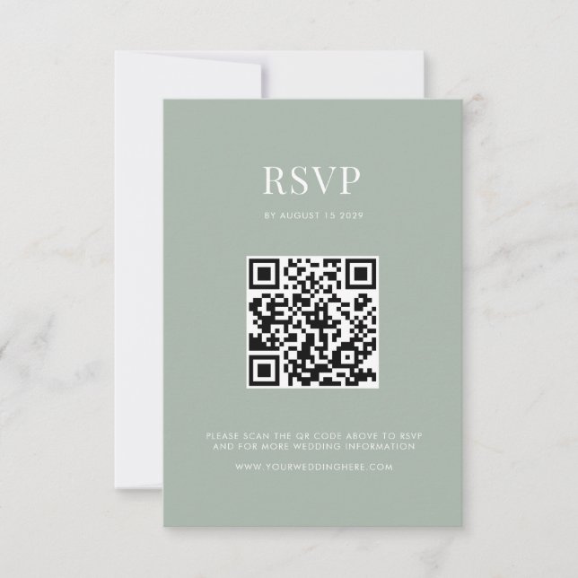 Cartão RSVP Casamento Moderno de Sage Verde Minimalista (Frente)