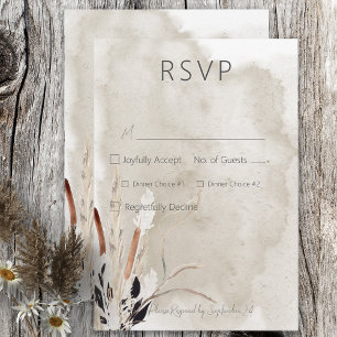 Cartão RSVP Casamento Moderno do Buquê Rustic Boho