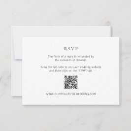Cartão RSVP Casamento Moderno do Código QR Branco e Preto Limp