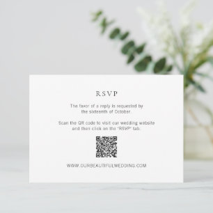 Cartão RSVP Casamento Moderno do Código QR Branco e Preto Limp