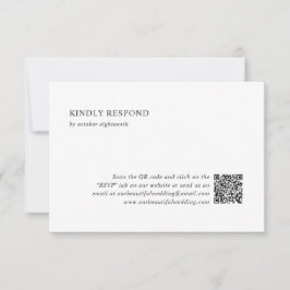 Cartão RSVP Casamento Moderno do Código QR Branco e Preto Limp