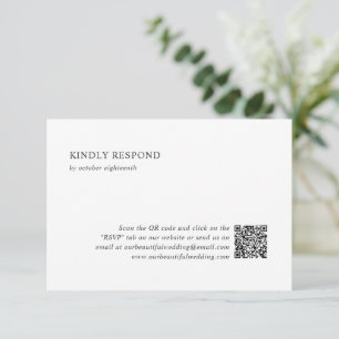 Cartão RSVP Casamento Moderno do Código QR Branco e Preto Limp
