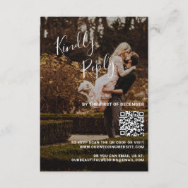 Cartão RSVP Casamento Moderno do Código QR de Foto Elegante