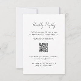 Cartão RSVP Casamento Moderno do Código QR de Foto Elegante