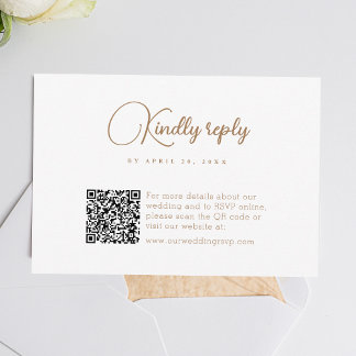 Cartão RSVP Casamento Moderno do Código QR Simples