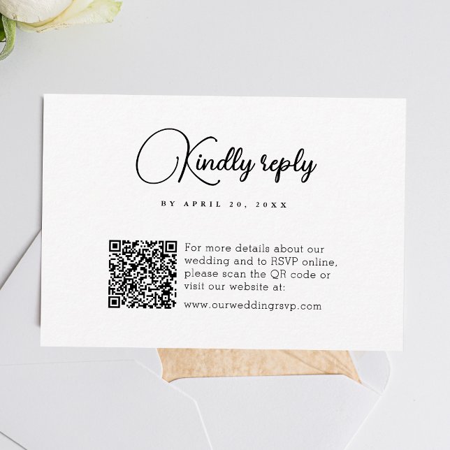 Cartão RSVP Casamento Moderno do Código QR Simples (Simplify wedding RSVPs with our QR code feature, ensuring easy and hassle-free responses.)